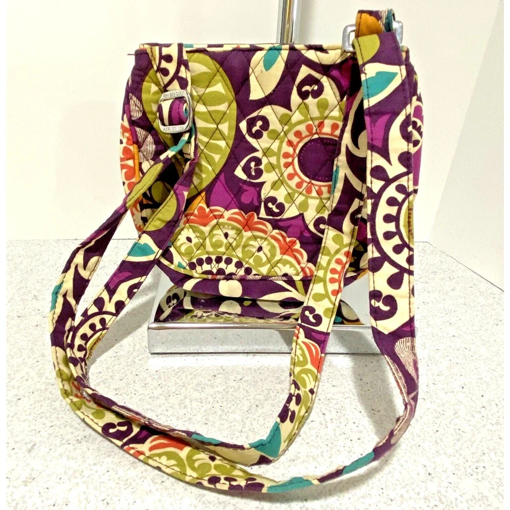 Vera Bradley Plum Crazy 2013 Small Crossbody Purse Organizer Bag Purple Floral_8